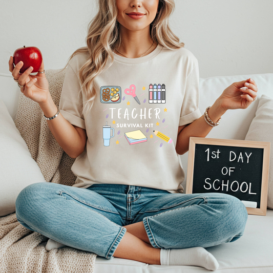 Teacher Survival Kit Tee & V-Neck